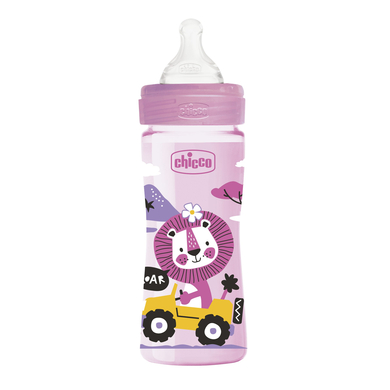 Image of chicco Biberon Well-Being Colored, 250ml, flusso medio, girl, 2M+
