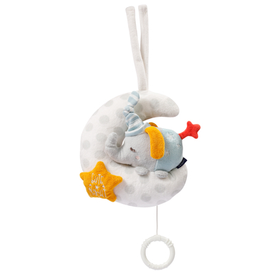 fehn® Peluche musicale éléphant sur lune bonne nuit