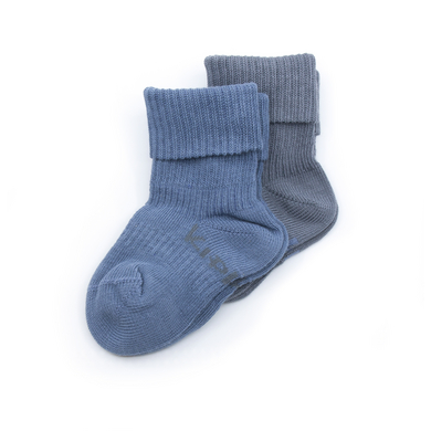 KipKep Chaussettes enfant Stay-On bio Denim Blue lot de 2