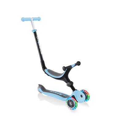 GLOBBER Trottinette enfant 3 roues évolutive pliable GO-UP 4en1 roue lumineuse bleu pastel