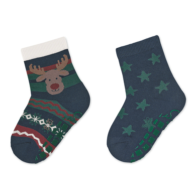 Sterntaler Chaussettes en ABS pour Noël, lot de deux marine