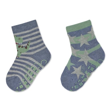 Image of Sterntaler ABS Socks Twin Pack T-Rex and Stars Inky Blue059