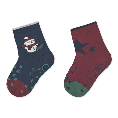Sterntaler Chaussettes en ABS pour Noël, lot de deux marine