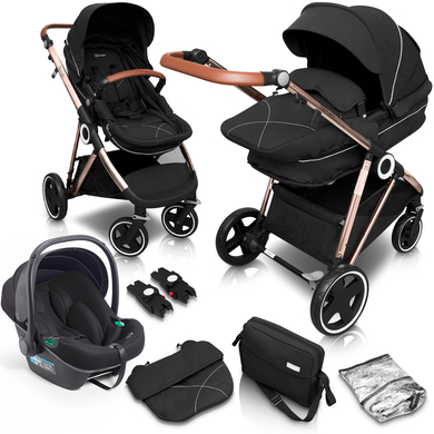 babyGO Poussette trio combinée 3en1 Halime Gold Anthracite