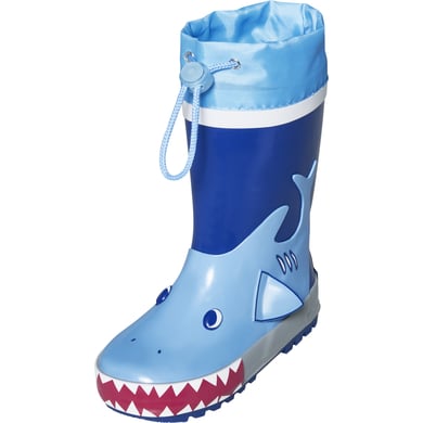 Playshoes Botte en caoutchouc bleu requin