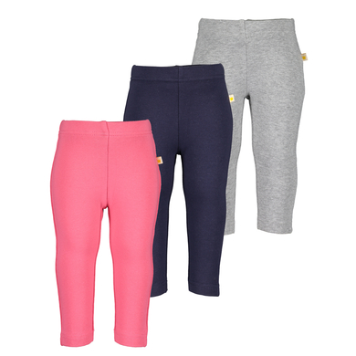 BLUE SEVEN Leggings 3-pack azalea+azul noche+gris