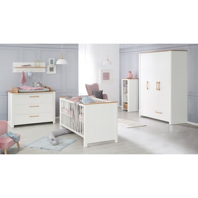 Roba roba Chambre bébé trio lit commode armoire 3 portes Ava bois 70x140 cm