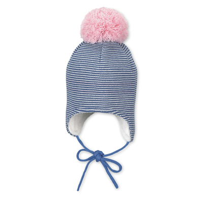 Sterntaler Chapeau tricoté en coton biologique Bleu moyen