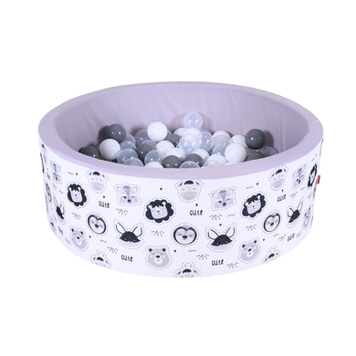 knorr® toys Piscine à balles soft Cute Animals 150 balles gris/blanc/transparent