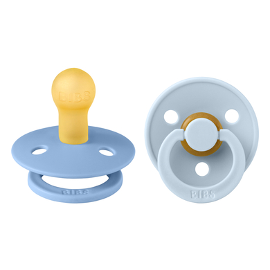 BIBS Colour Ciuccio confezione da 2 pezzi. Privo di BPA, Tettarella tonda. Lattice di gomma naturale, Misura 1 (0-6 mesi), Sky Blue/Baby Blue-image