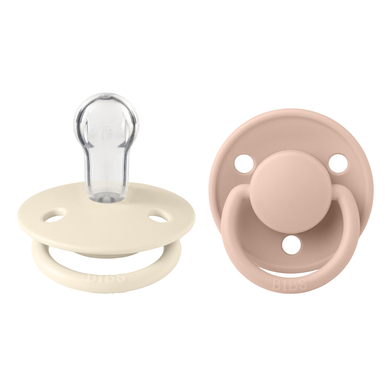 BIBS Sucette De Lux Ivory/Blush silicone 0-36 m, lot de 2