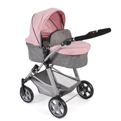 Image of BAYER CHIC 2000 Passeggino duo per bambole NELE, grigio melange/rosa