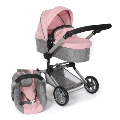 Image of BAYER CHIC 2000 Passeggino duo per bambole LINUS, melange grigio rosa059