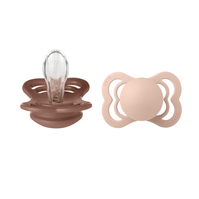 BIBS Sucette Supreme Woodchuck/Blush silicone 0-6 m, lot de 2