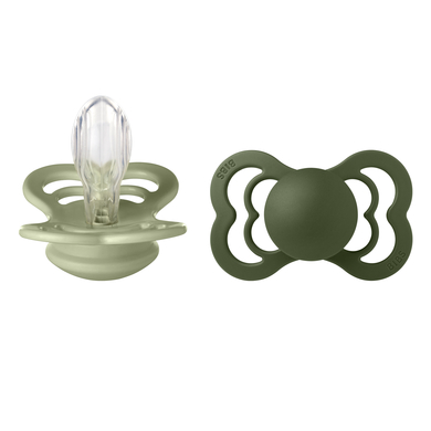 BIBS Sucette Supreme Sage / Hunter Green Silicone 6-36 mois, 2 pcs.