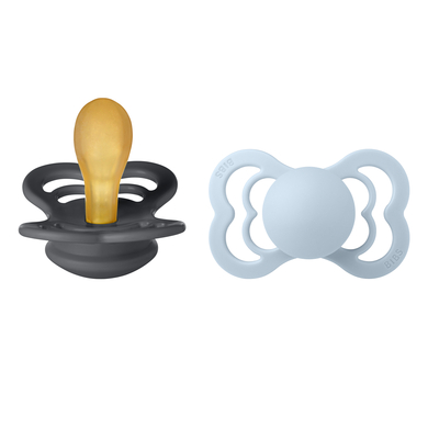 BIBS Sucette Supreme Baby Blue / Iron Latex 6-36 mois, 2 pcs.