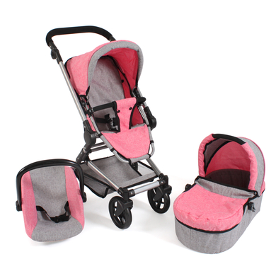 Image of BAYER CHIC 2000 Passeggino per bambole Fides 3 in 1, melange rosa059