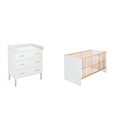 Schardt Ensemble lit enfant commode à langer Melody White bois 70x140 cm