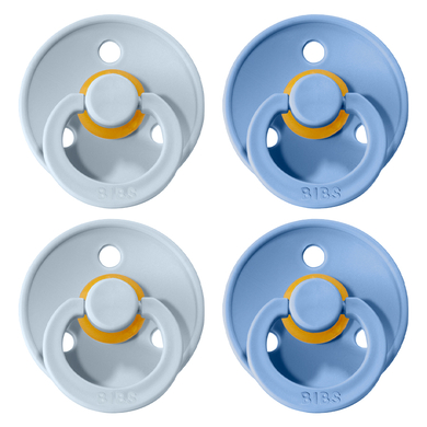 BIBS Sucette Colour Sky Blue/Baby Blue latex 6-18 m, lot de 4