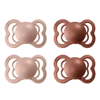 BIBS Sucette Supreme Blush/Woodchuck silicone 0-6 m, lot de 4