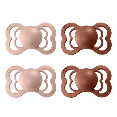 BIBS Sucette Supreme Blush/Woodchuck latex 0-6 m, lot de 4