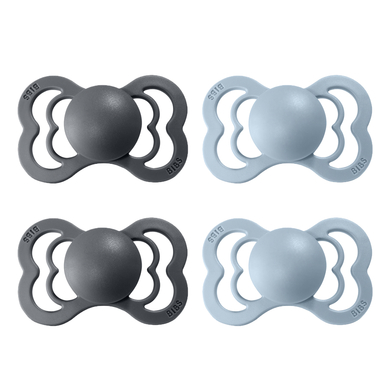 BIBS Sucette Supreme Baby Blue/Iron latex 0-6 m, lot de 4