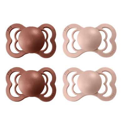 BIBS Sucette Supreme Blush / Woodchuck silicone 6-36 m, lot de 4