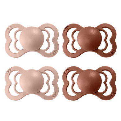 BIBS Sucette Supreme Blush/Woodchuck latex 6-36 m, lot de 4