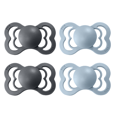 BIBS Sucette Supreme Baby Blue/Iron latex 6-36 m, lot de 4