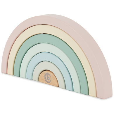 bieco Jeu à empiler arc-en-ciel bois rose