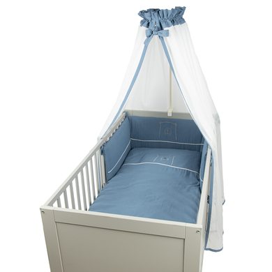 BeBes Collection Set de lit enfant 3 pièces mousseline bleu foncé 100x135 cm