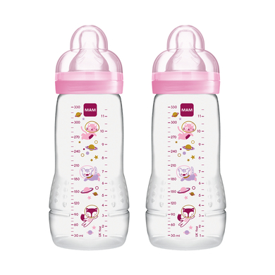MAM Snadná kojenecká láhev Active ™ 330 ml, vesmírně růžová ve dvojitém balení