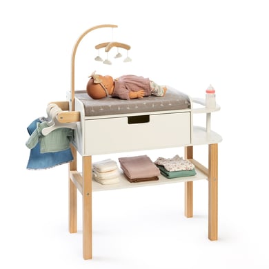 MUSTERKIND® Commode à langer pour poupée Viola bois naturel/blanc