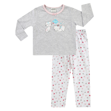 JACKY Pyjama 2 pièces gris clair chiné à motifs