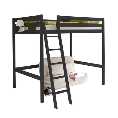 TICAA Lit mezzanine enfant Matthias pin gris 140x200 cm