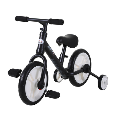 HOMCOM 2-in-1 Kinderfahrrad schwarz MHH-370-091BK