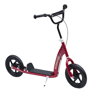 HOMCOM Kinderroller Anti-Rutsch Trittfläche, Metallfahrradständer zum Parken, rot MHH-371-027RD