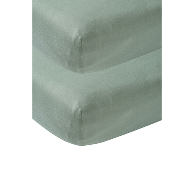 MEYCO Jersey hoeslaken 2-pack 70 x 140 cm stone green