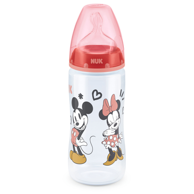 NUK Babyflasche First Choice + Disney Minnie Mouse 300 ml,Temperature Control rot 10.216.294