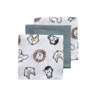 Meyco Langes enfant Animal/vert pierre 30x30 cm lot de 3