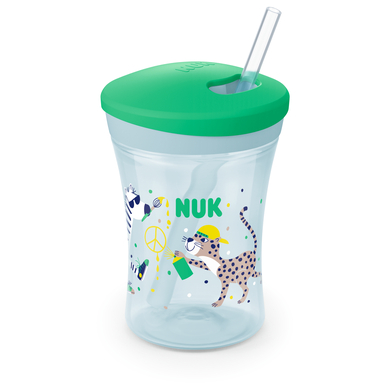 Levně NUK Action Cup měkké brčko na pití, nepropustné od 12 měsíců zelená barva