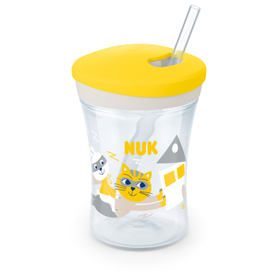 Levně NUK Action Cup měkké brčko na pití, nepropustné od 12 měsíců žlutá barva
