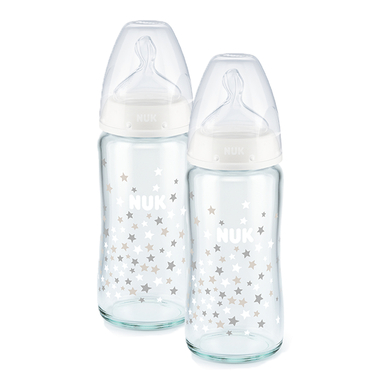 NUK Biberon First Choice? verre naissance 240 ml Temperature Control blanc lot de 2