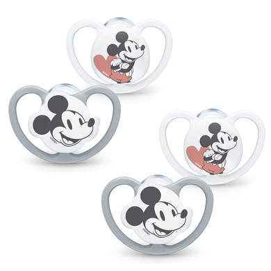 NUK Sucettes Space Disney Mickey 0-6 mois, 4 pcs. en gris/blanc