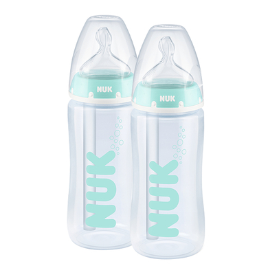 NUK Biberon First Choice ? Anti-Colic 300 ml, Température Control en coffret double