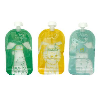 badabulle Gourde enfant compressible pour compote/purée réutilisable lot de 15