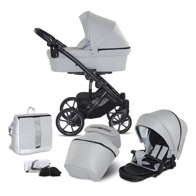 knorr-baby Poussette duo combinée 2en1 Saipan 12 pièces gris argenté