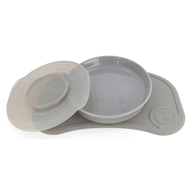 TWISTSHAKE Click mantel y Plato de Bebé Mini a partir de 6 meses gris pastel