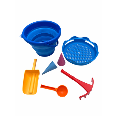 SCHILDKRÖT® 7-en-1 Sand Toys Set de seaux pliables, bleu