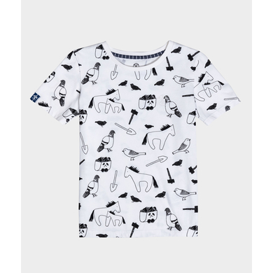 Kohlenknirpse T-shirt potes animaux Ecru/ Allover